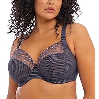 Elomi Women's Charley Plunge Bra: Elegant Floral Embroidery, Everyday Comfort. Low Plunge Front Flexible Back Sweep DD+ Bras