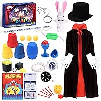 Magic Tricks-Magic Kit for Kids Age 6-8,Magic Set with Magician Costume,Magic Wand, for Kids Boys Girls Ages 6 7 8 9 10 11 12