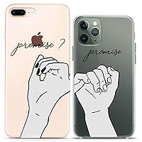 Matching Couple Cases Compatible for iPhone 15 14 13 12 11 Pro Max Mini Xs 6s 8 Plus 7 Xr 10 SE 5 Promise Hands Clear BFF Pinky Swear Girlfriend Friend BFF Soulmate Silicone Cover Bestie Cute