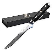 Boning Knife 6 inch Professional Japanese Damascus Stainless Steel with Black Premium G10 Handle, Ergonomic Pro Boning Knife, Superb Edge Retention, Stain & Corrosion Resistant