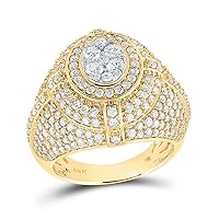 The Diamond Deal 14kt Yellow Gold Mens Round Diamond Cluster Ring 3-5/8 Cttw