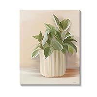 Stupell Industries Plant in Striped Pottery Canvas Wall Art by House Fenway
