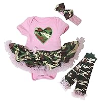 Petitebella Camo Heart Pink Bodysuit Camouflage Baby Dress Leg Warmer Nb-18m