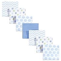 Luvable Friends Unisex Baby Cotton Flannel Receiving Blankets, Blue Dots 7-Pack, One Size