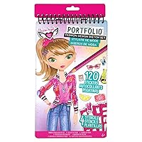Fashion Angels Fashion Design Sketch Kit - Compact Portfolio Sketchbook for Girls, Fashion Coloring Book for Kids Ages 6+ and Up, Comes with Stencils and Stickers