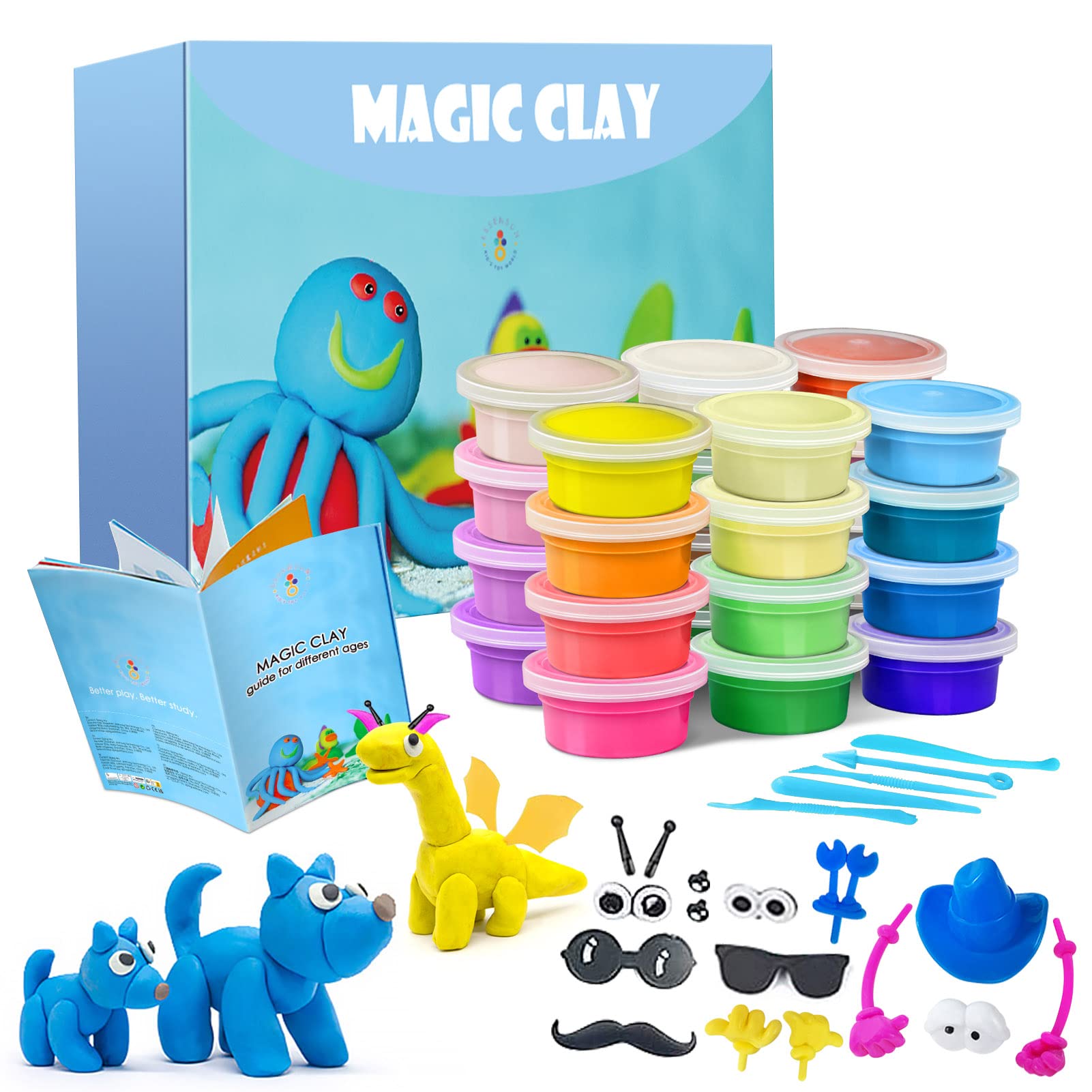Mua Modeling Clay Kit - 24 Colors Air Dry Ultra Light Magic Clay, Soft &  Stretchy DIY Molding Clay with Tools, Animal Accessories, Easy Storage Box  Kids Art Crafts Gift for Boys