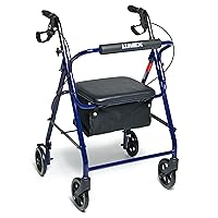 Graham-Field RJ4900B Lumex Walkabout Basic Rollator with Seat, Weighs Only 13.5 lb. with 250 lb. Weight Capacity, Blue