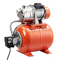 1.6HP Shallow Well Pump with Pressure Tank, Stainless Steel, 115V Irrigation Pump, Automatic Water Booster Jet Pump for Home, Garden, Lawn