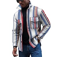 Jackets for Men,Button Coats Print Jacket Fashion Relaxed Fit Shirt Lapel Lightweight Outwear Casual Windbreaker