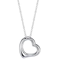 SwaraEcom 14K White Gold Plated Solid Sterling Silver Mini Heart Love Promise Pendant Necklace for Womens-Girls-Teens-Her Gifts