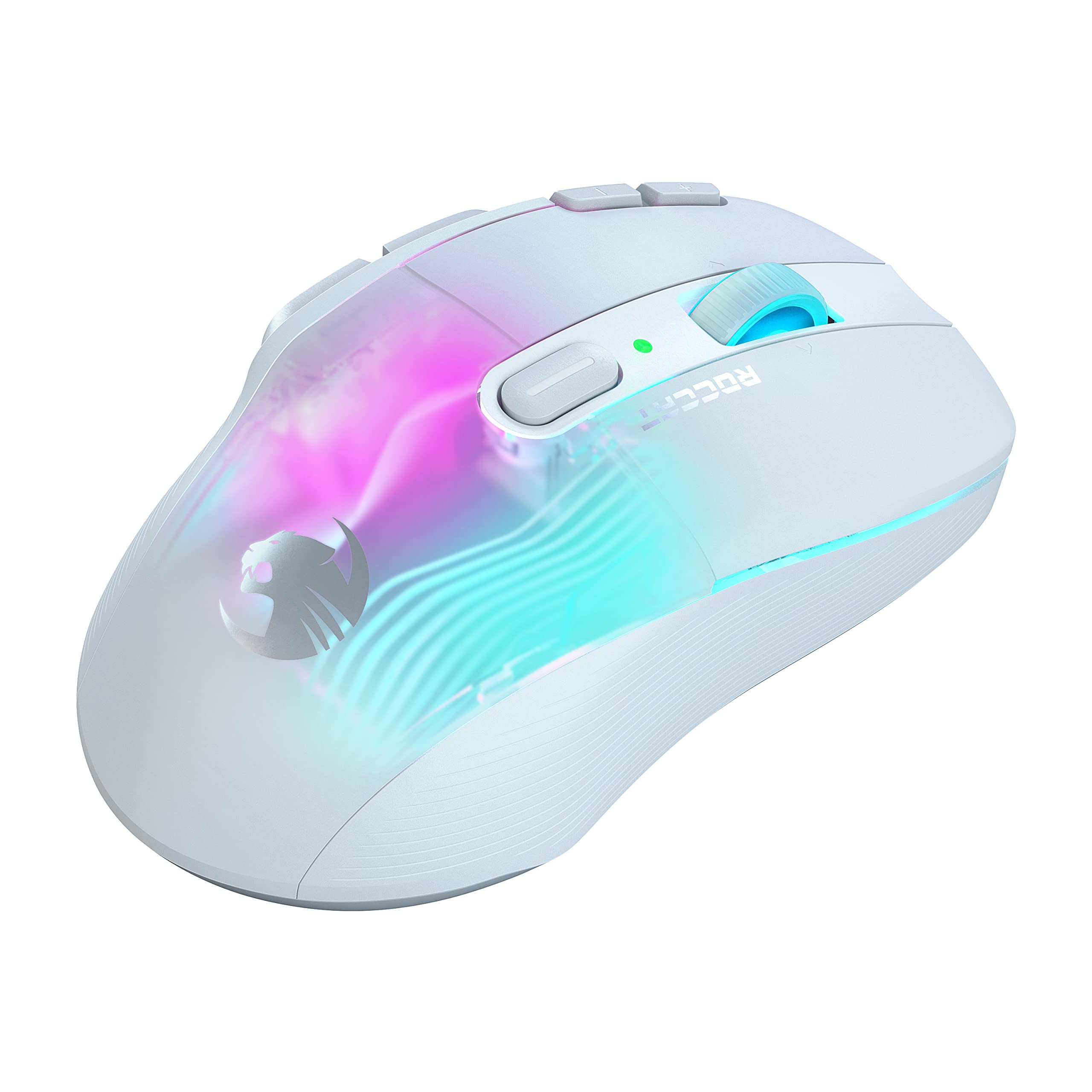 ROCCAT Kone XP Air – Wireless Customizable Ergonomic RGB Gaming Mouse, 19K DPI Optical Sensor, 100-hour Battery & Charging Dock, 29 Programmable Inputs & AIMO RGB Lighting, 4D Wheel – White