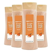 Amazon Basics Silky Smooth Body Wash, Peach and Orange Blossom Scent, 18 Fl Oz (Pack of 4)