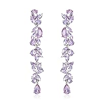 EVER FAITH Rhinestone Crystal Chandelier Dangle Earrings Art Deco Marquise Teardrop Long Dangle Drop Earrings for Women Bridal Wedding Prom Clear Silver Tone