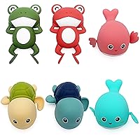 Tipmant Cute Baby Toddler Bath Toy Wind Up Animals 2 Turtles, 2 Frog, 2 Whales for Bathtub, Water Tank, Swimming Pool 1-3 Year Old Kids Gifts - 6 Pack