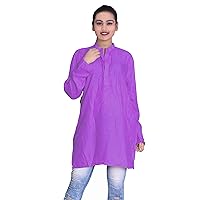 Indian Women's Top Loose Fit Tunic Casual Frock Suit Purple Color Ethnic Kurti Plus Size