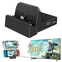 TV Docking Station for Nintendo Switch, Switch OLED, Portable TV Switch Dock Station Replacement for Official Nintendo Switch with HDMI and USB 3.0 Port