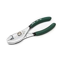 SATA 6-Inch Slip-Joint Pliers, Chrome Vanadium Steel Body, with Green Handles and Rivet Joint Assembly - ST70511ST