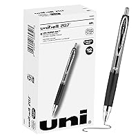 Black Retractable Gel Pens 12 Pack with Medium Points, Uni-Ball 207 Signo Click Pens are Fraud Proof and the Best Office Pens, Nursing Pens, Business Pens, School Pens, and Bible Pens