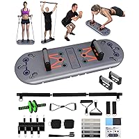 Home Workout Equipment to Help Achieve Fitness Goals, 27-in-1 Portable Gym Exercise Equipment with Compact Push-Up Board, Resistance Bands, Ab Roller Wheel, and Pilates Bar, Master Your Workout