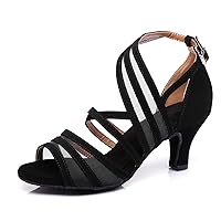 Minishion Women's Latin Salsa Ankle Wrap Ballroom Dance Shoes Evening Sandals QJ7036