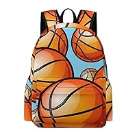 Basketballs Pattern Durable Backpack Lightweight Bag with Main Compartment and Pockets Casual Travel Laptop Daypack