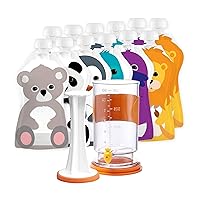Squooshi Baby Food Pouch Maker/Filler + 12 Small 3.4 oz Pouches/The Filling Station for Homemade Baby Food, Grey