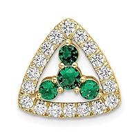 14k YellowGold Lab Grown Diamond Si1 Si2 G H I Lab Crtd Emerald Triangle Pend Measures 13.36x14.01mm Wide 6.56mm Thick Jewelry Gifts for Women