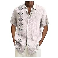 Shirt Stays for Men Classic Vintage Button-Up Shirt Casual Printed Beach Shirt Regular Fit Top