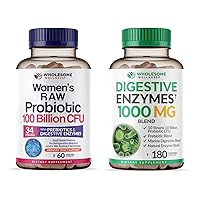 Dr. Formulated Raw Probiotics for Women 100 Billion CFUs + Digestive Enzymes 1000MG Plus Prebiotics & Probiotics Supplement Bundle