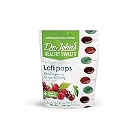 Dr. John’s Sugar Free Candy, Healthy Lollipops with Zero Sugar, Low Calorie Snacks, Keto Friendly Hard Candy Sweets, Blue Raspberry, Grape, Cherry, 17 Count, 3.7 OZ