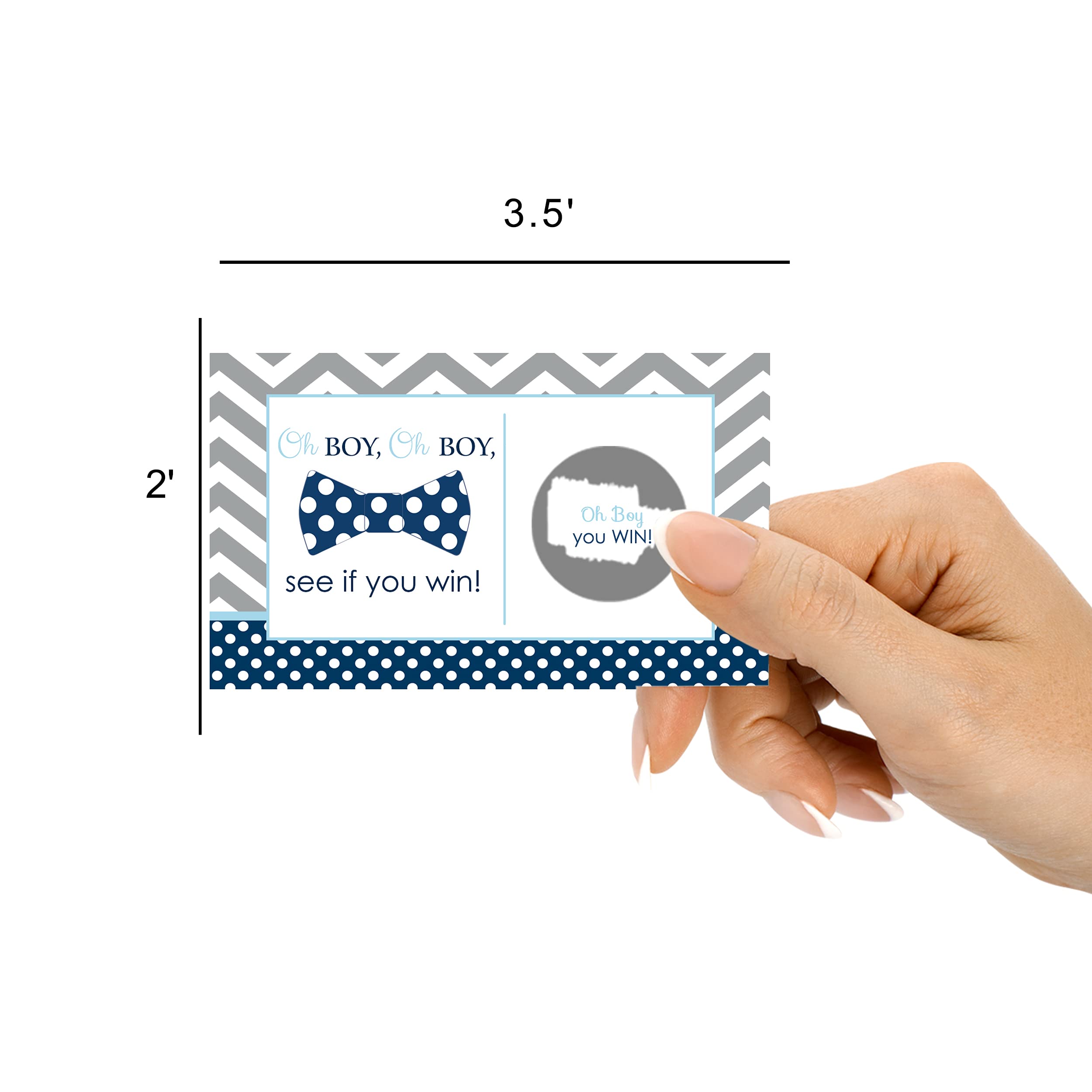 Bow Tie Scratch Off Game Cards (28 Pack) Boys Baby Showers Navy Blue and Grey
