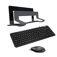 Macally Wired Keyboard & Mouse Combo and an Adjustable Vertical Laptop Stand, Protect Your Laptop