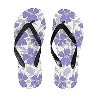 Vantaso Slim Flip Flops for Women Purple Daisy Flowers Yoga Mat Thong Sandals Casual Slippers