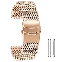 Men's Watchbands 18mm 20mm 22mm 24mm Black/Blue/Rose Gold Stainless Steel Mesh Wristband Fashion Men's Strap