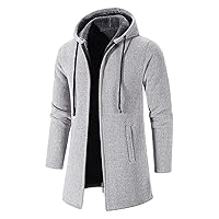 Men's Full Zip Fleece Jackets Fashion Hoodies Mid Length Long Sleeve Lightweight Casual Sherpa Jackets Outdoor Outwear