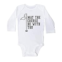 Funny Golf Kids Onesie, MAY The COURSE Be With YOU, Unisex Baby Outfit Golfing Infant Bodysuit, Newborn One-piece Tee