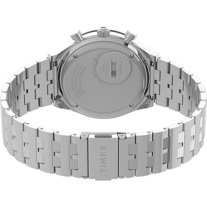 Q Timex Men's 40mm Watch – Black Dial Silver-Tone Case Black Bracelet