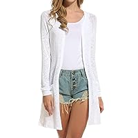 ELESOL Women's Cardigan Sweater, Loose Casual Open Front with Pockets Long Sleeved for Sun-Screening, S-XXL