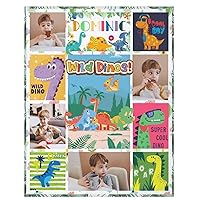 Artsadd Personalized Dinosaur Blanket for Baby Boys, Custom Dino Blankets for Kids Toddler Infant Newborn, Customized Photo Name Throw Blanket for Christmas Birthday Gifts, Baby Boy Gifts