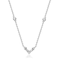 Gin & Grace 14K White Gold Natural White Diamond (I1) Pendant Necklace with Gold Chain for Women Jewelry Gifts