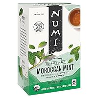 Numi Organic Moroccan Mint Tea, 18 Tea Bags, Refreshing Nana Mint, Caffeine Free Herbal Tea