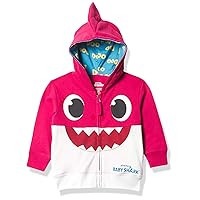Pinkfong Girls Baby Zip Up Big Face Hoodie-Mommy Shark Pink Toddler Sizes 2t-5t