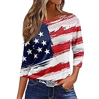 Independence Day T Shirts for Women Color Cute Short Sleeve Printed Tops for Women 2024 Dressy