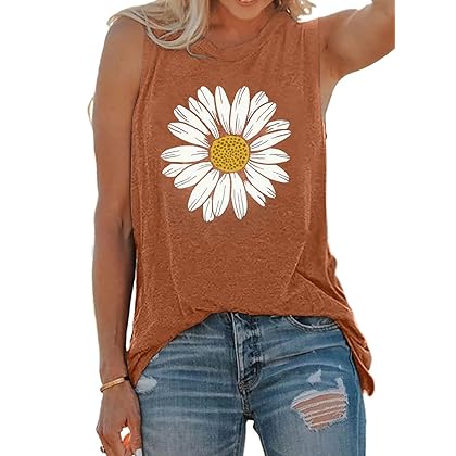 Asvivid Graphic Tank Tops for Womens Summer Casual Loose Sleeveless Shirts Dandelion Letter Printed Round Neck Tees