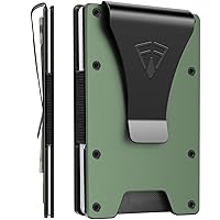 Slim Minimalist Wallet for Men with Money Clip - 15 Credit Card Holder RFID Wallet for Men - Front Pocket Mens Wallet with Compact Design - Easy to Access for Cards - Ideal Gift for Him(Army Green)