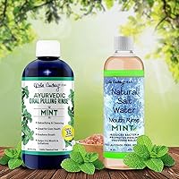 Oil Pulling Rinse & Salt Water Oral Rinse | Organic Mint Mouthwash | Vegan Cruelty Free Bundle Pack