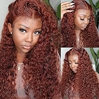 Beauty Forever Pre-Everything Frontal Glueless Reddish Brown 13x4 Water Wave Lace Front Wigs Human Hair Pre Cut, Pre Bleached Bye Bye Knots Ear to Ear Lace Wig Pre Plucked 150% Density 22inch