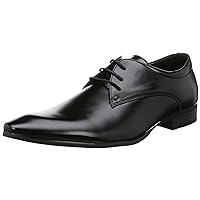 MM/ONE Men's Lace-up Plain-Toe Foam Insole Dress Shoes Black Dark Brown