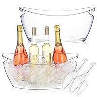 Ice Buckets for Parties, 2 PCS Acrylic Champagne Beverage with 2 Ice Bucket Scoop, Drinks Buckets Tub for Cocktail Bar, Long and Narrow 5.5 Liter Bucket for Party(5.5L) (Clear)
