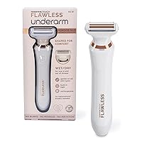 Finishing Touch Flawless Underarm Hair Removal Electric Razor Device, Designed to Shave and Contour Womens Sensitive Underarm Area, Cordless Groomer, Painless for All Skin Types,White